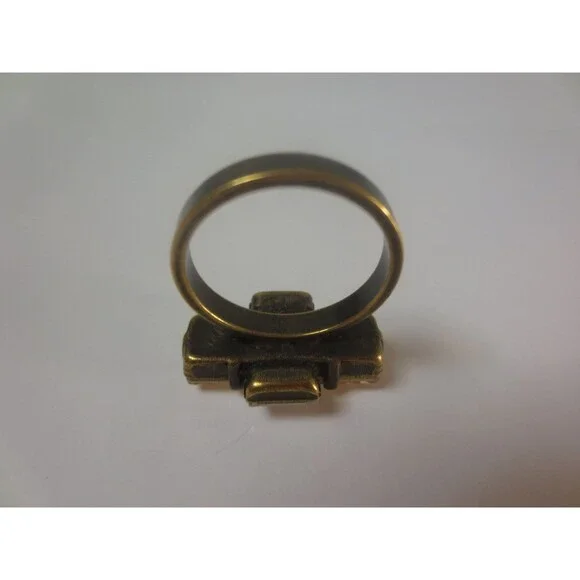 DANNIJO Paula light amber crystal Rectangle Brss ring Sz 5 NWOT $195 - Picture 7 of 8